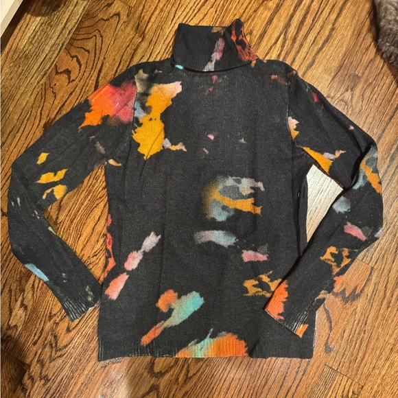 Brodie Cashmere Colorful Tie-Dye Turtleneck Sweater - Picture 1 of 4
